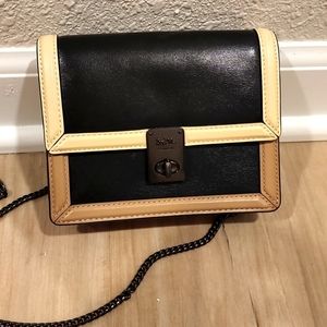 Coach Legacy Colorblock Black/Orange/Cream Leather Mini Crossbody bag